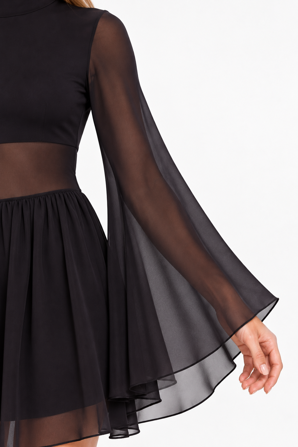 Elara Bell-Sleeve Mini Dress