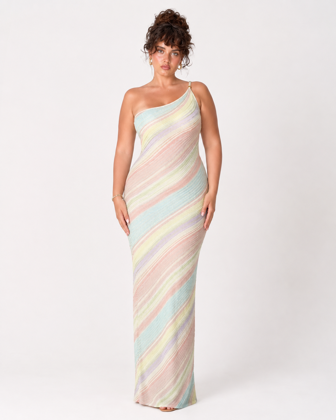 Amara Pastel One-Shoulder Maxi Dress
