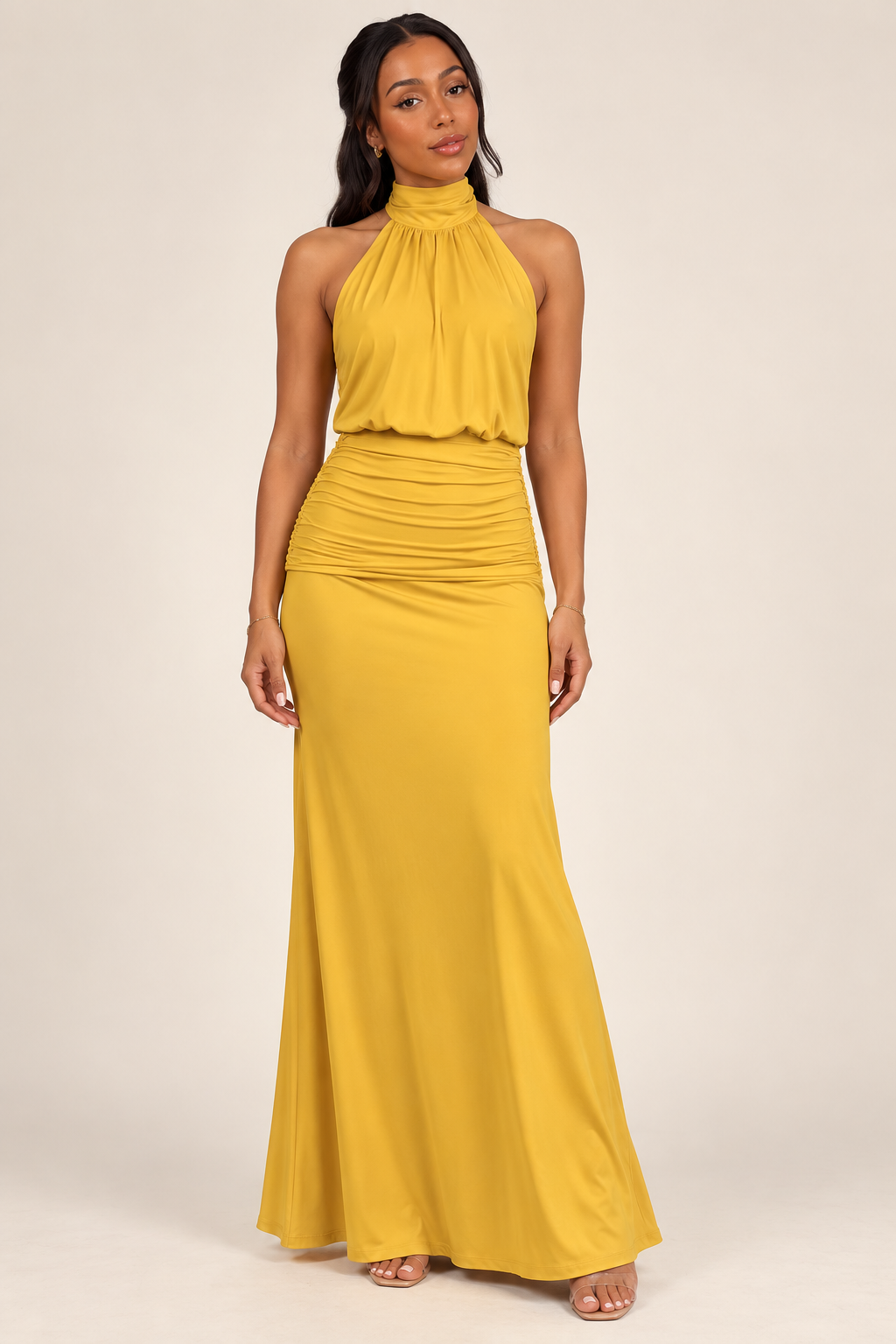 Solana Halter Maxi Dress — Golden Yellow