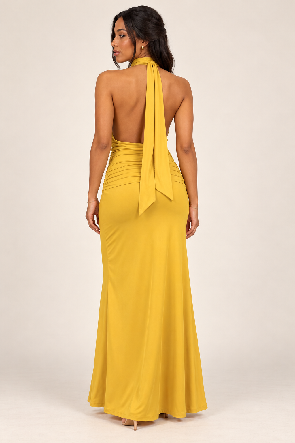 Solana Halter Maxi Dress — Golden Yellow