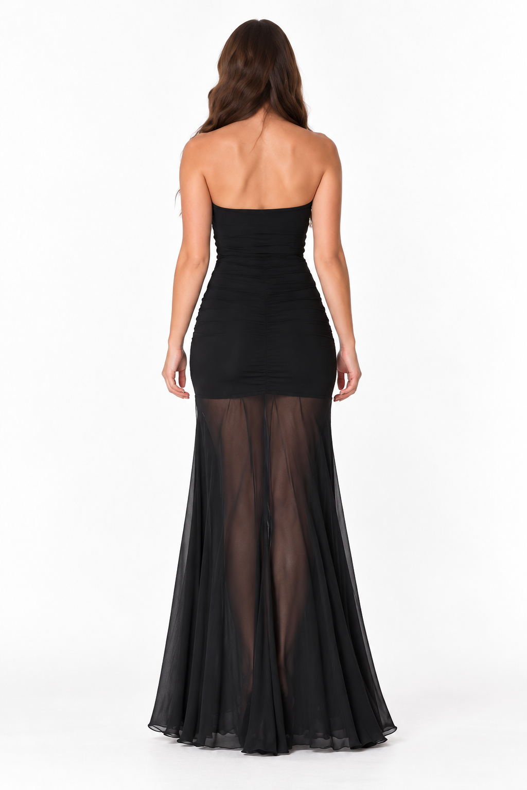 Noelle Strapless Sheer Maxi Dress