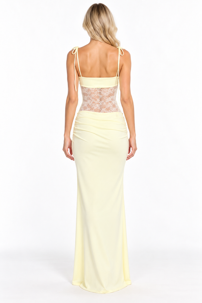 Celeste Butter Yellow Lace Maxi Dress