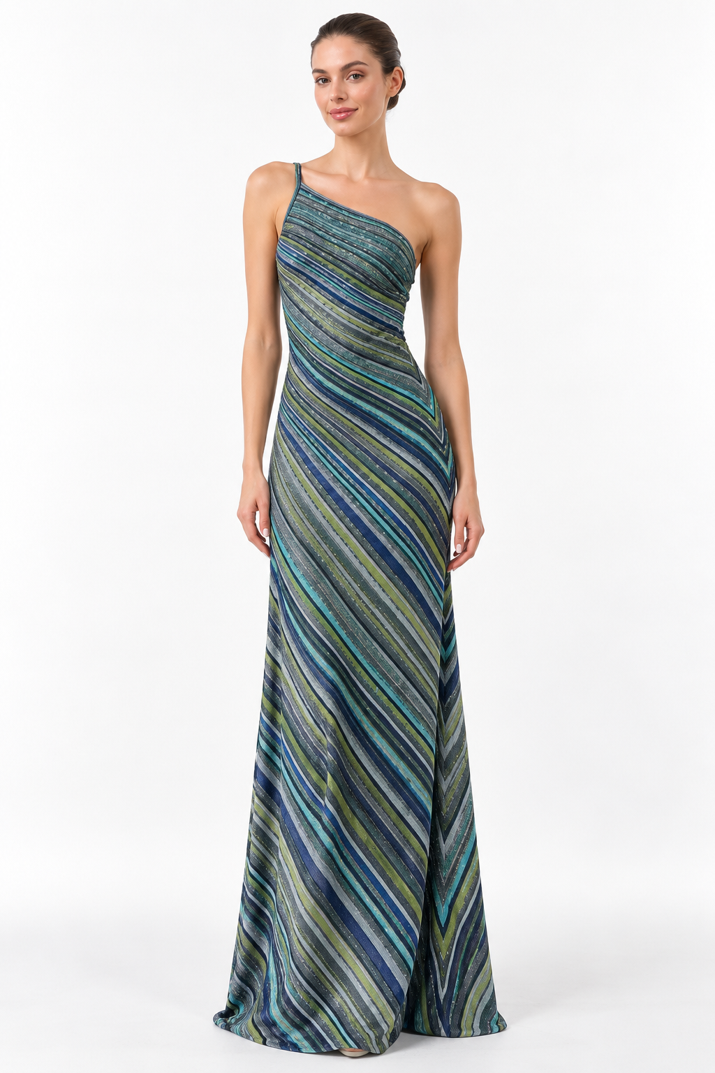 Marina One-Shoulder Shimmer Maxi Dress