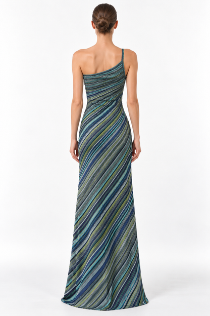 Marina One-Shoulder Shimmer Maxi Dress