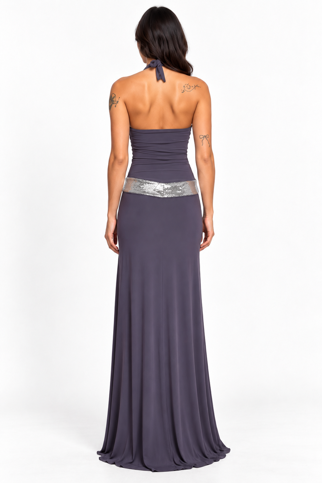 Moonlit Slate Halter Gown