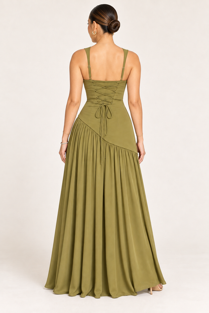 Olivia Olive Corset Maxi Dress