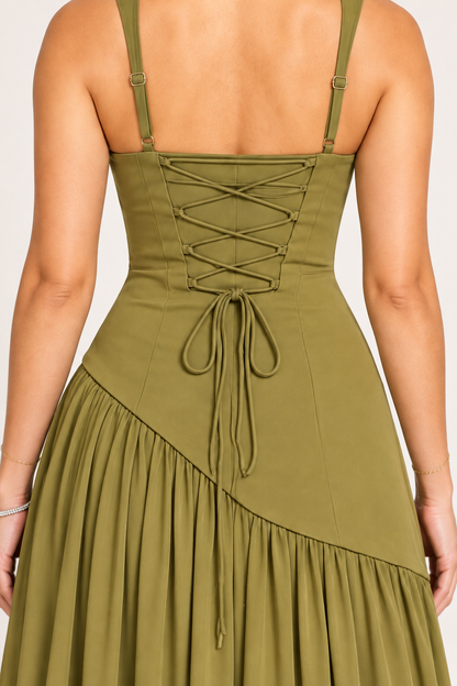 Olivia Olive Corset Maxi Dress