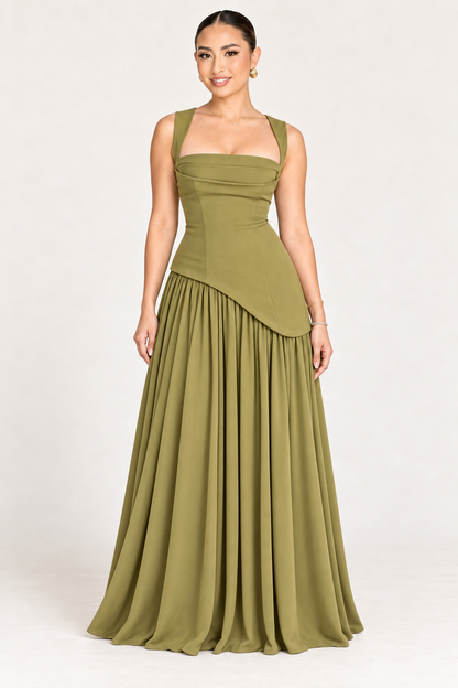 Olivia Olive Corset Maxi Dress