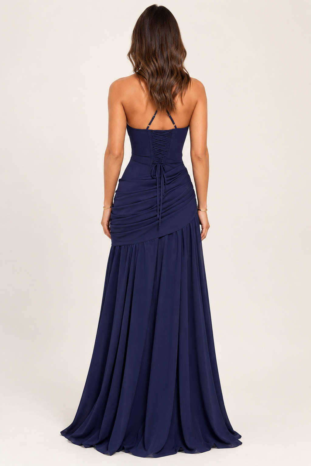 SOLENNE | Ruched Corset Maxi Dress