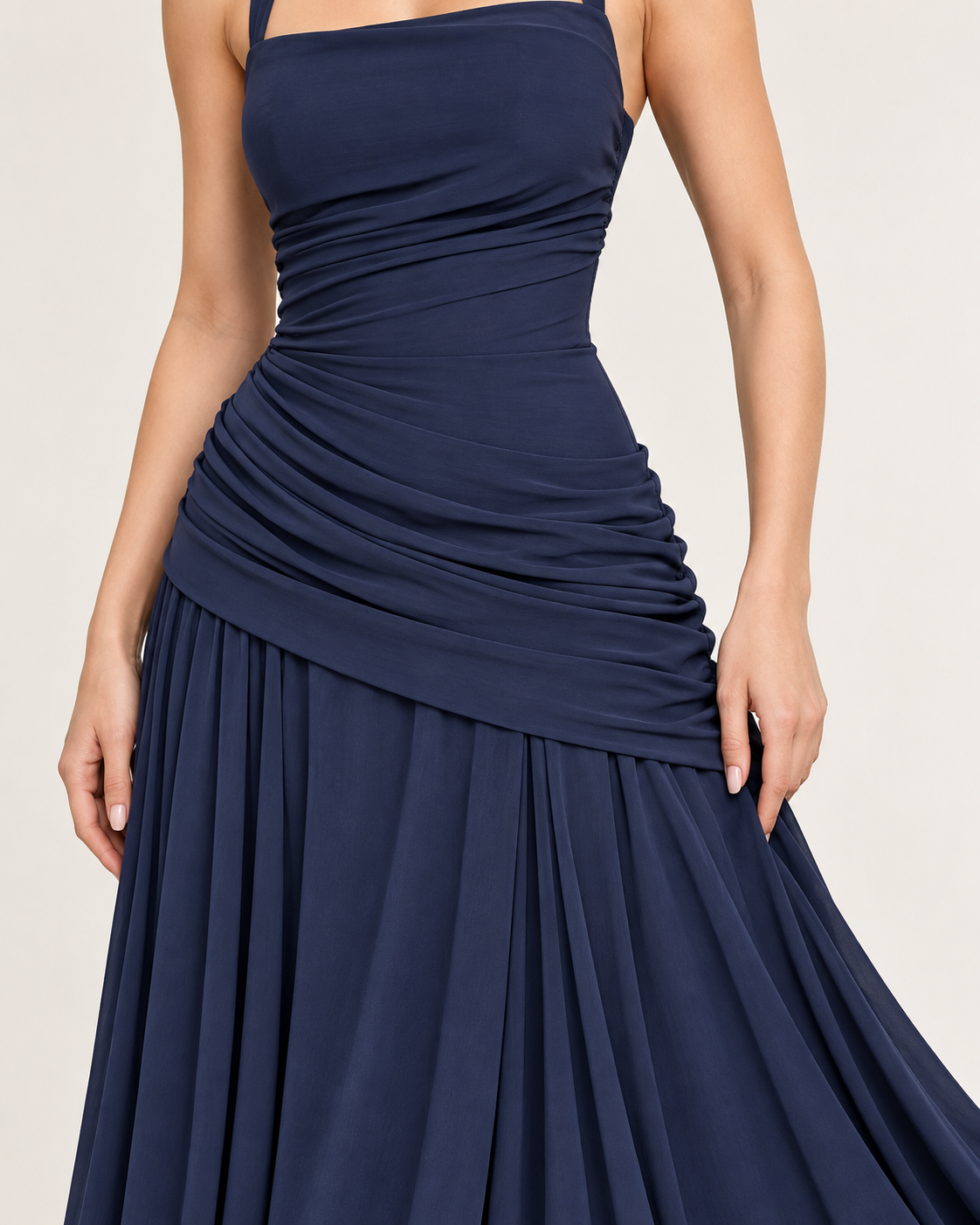 SOLENNE | Ruched Corset Maxi Dress