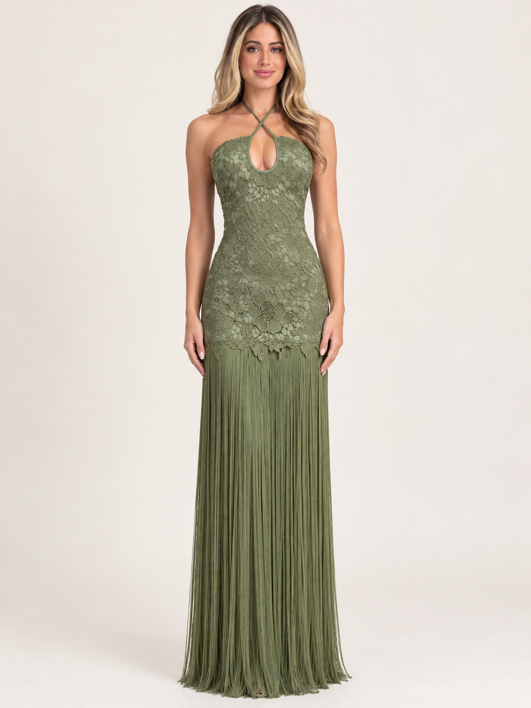 Arden Lace Fringe Maxi Dress