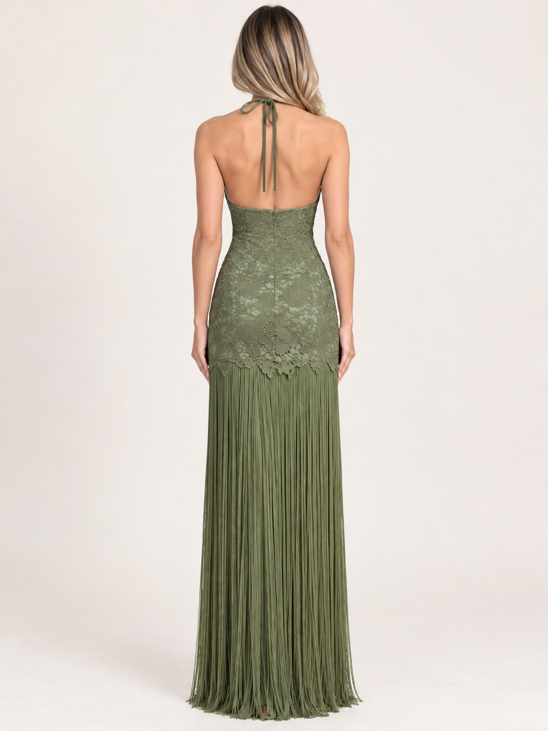 Arden Lace Fringe Maxi Dress