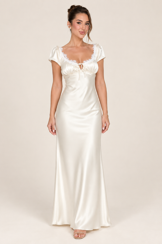 ODETTE Lace Trim Maxi Dress
