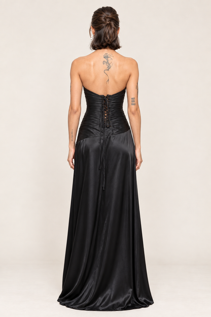 Odette Satin Cape Maxi Dress