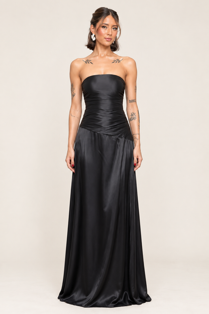 Odette Satin Cape Maxi Dress