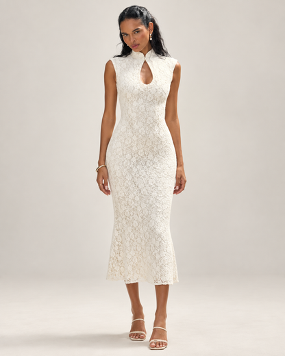Élodie Ivory Lace Midi Dress