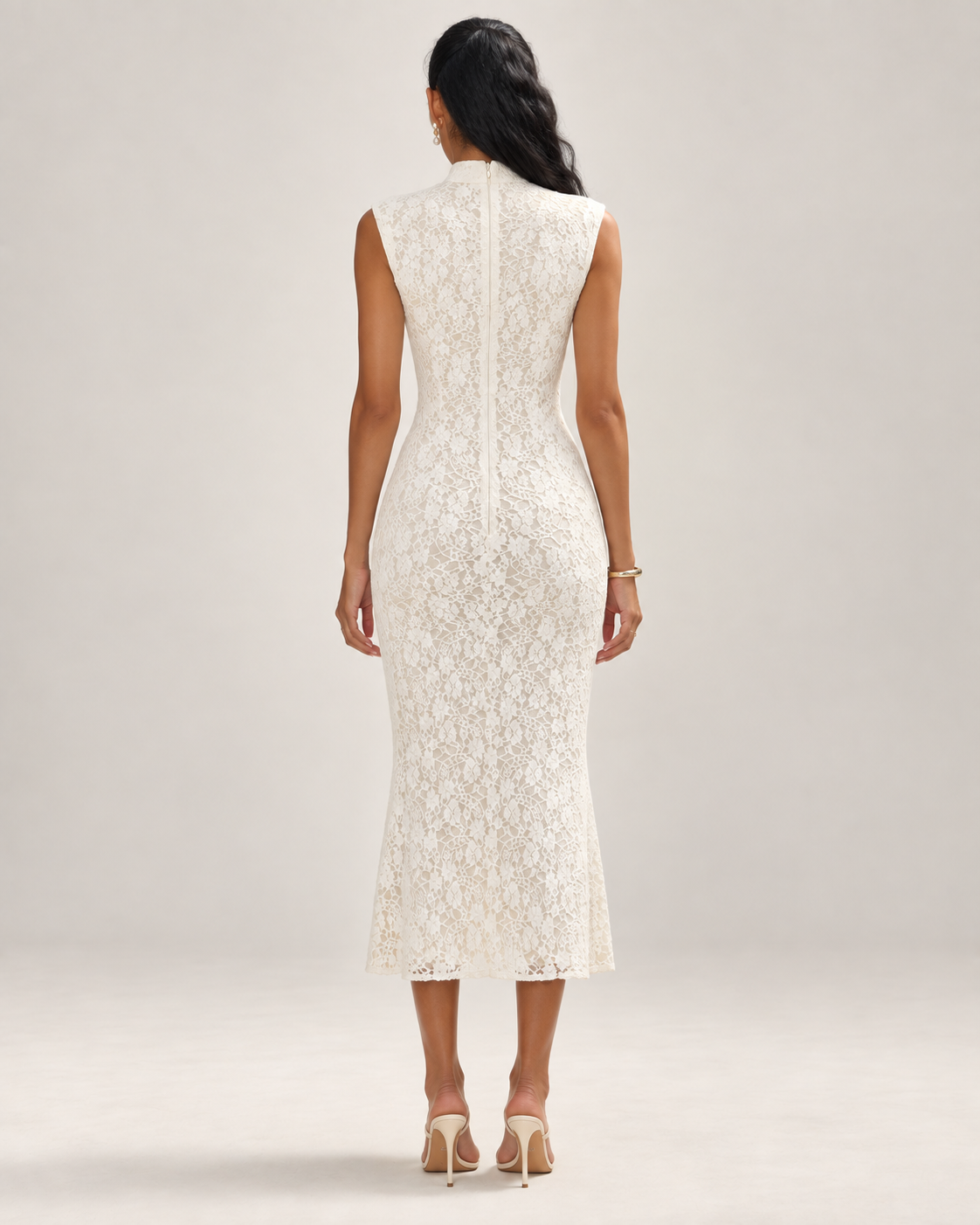 Élodie Ivory Lace Midi Dress