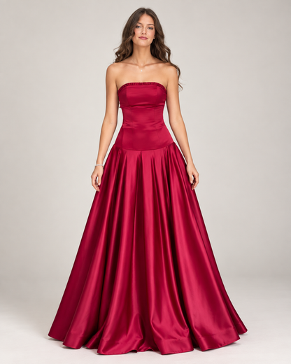 Valentina Raspberry Satin Ballgown