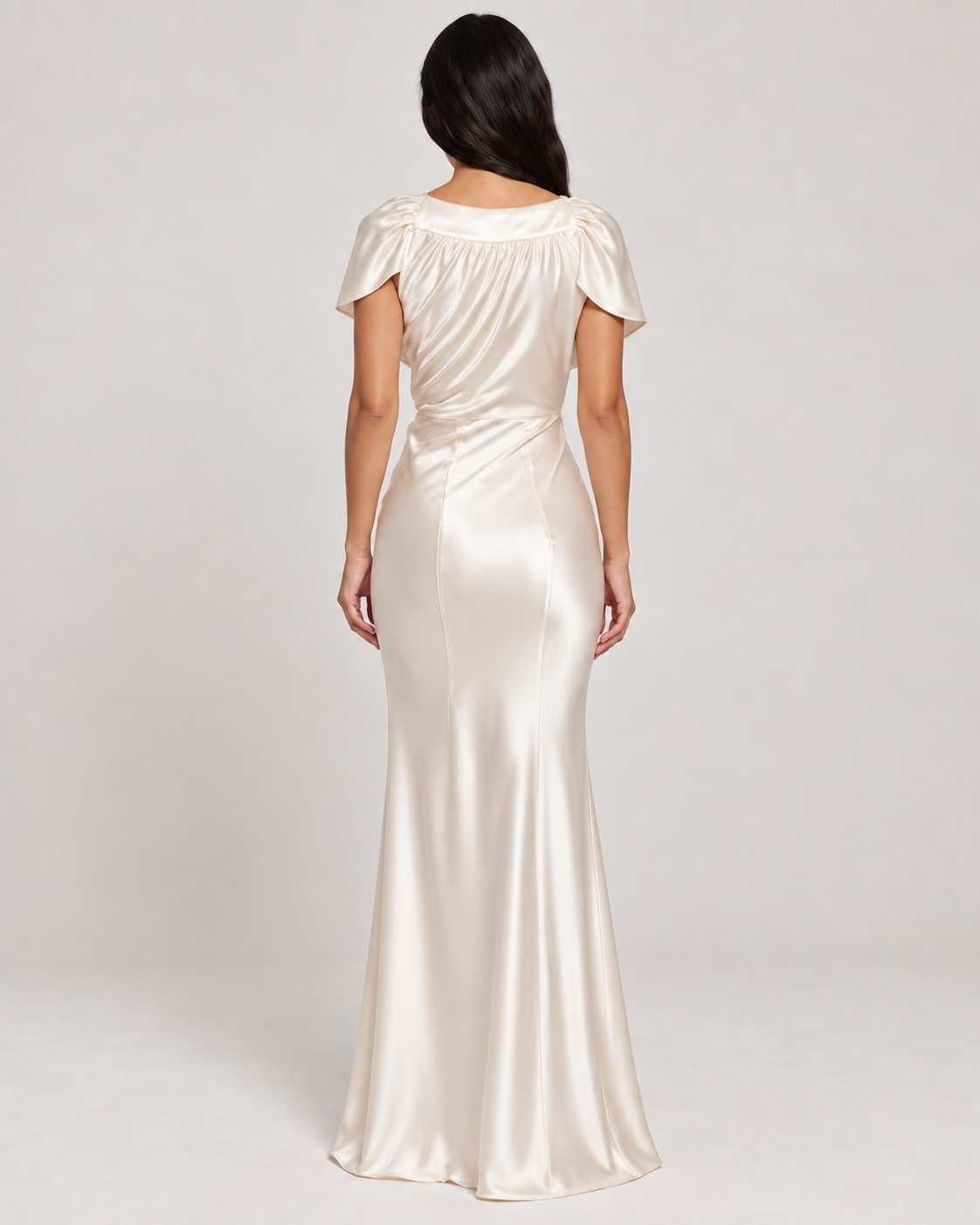 Seraphina Ivory Satin Cowl Gown