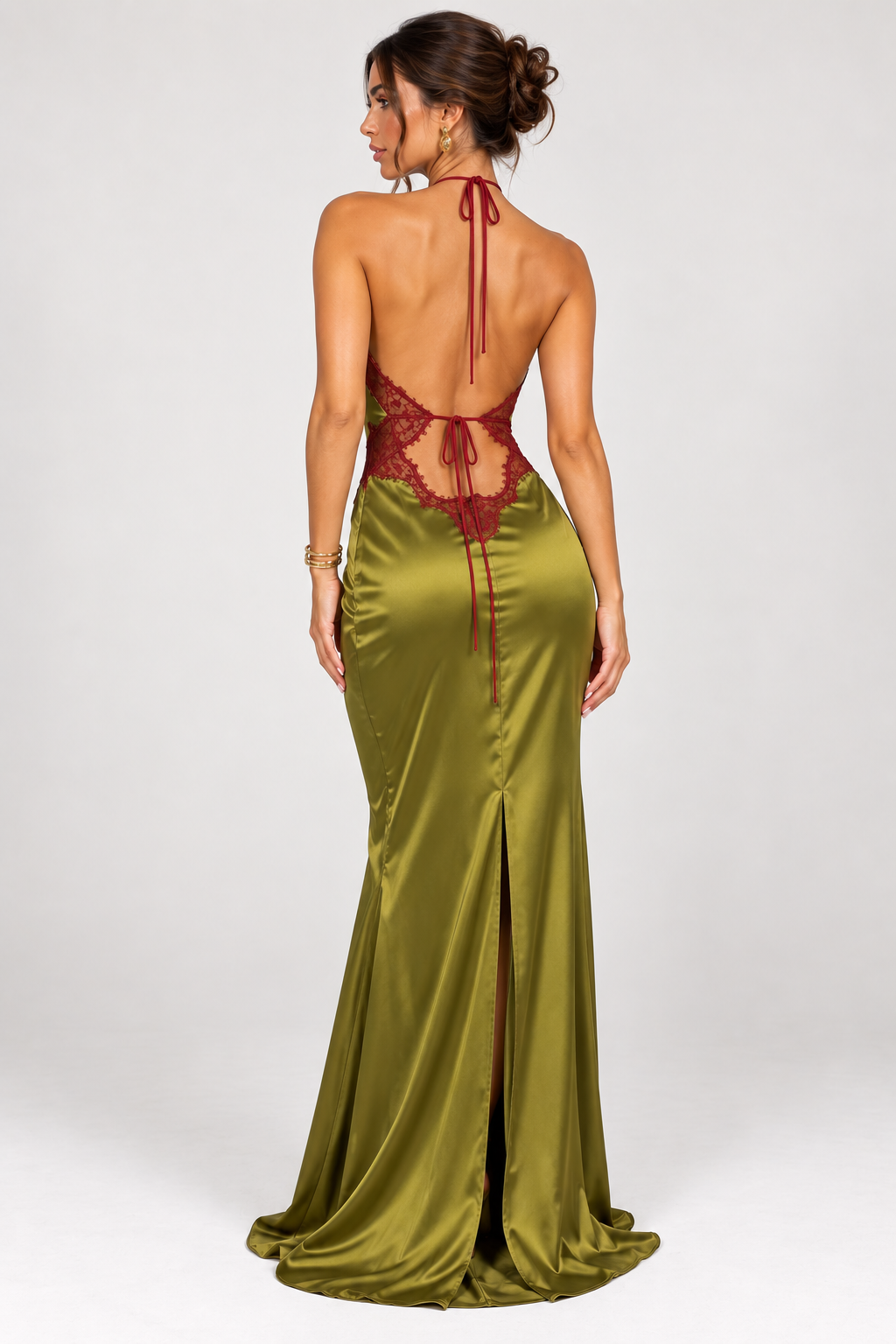 Valeria Lace Satin Maxi Dress