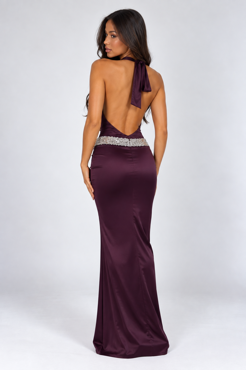 Virelle Crystal Satin Maxi Dress