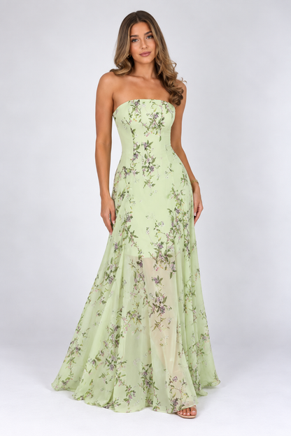 Liora Floral Strapless Maxi Dress