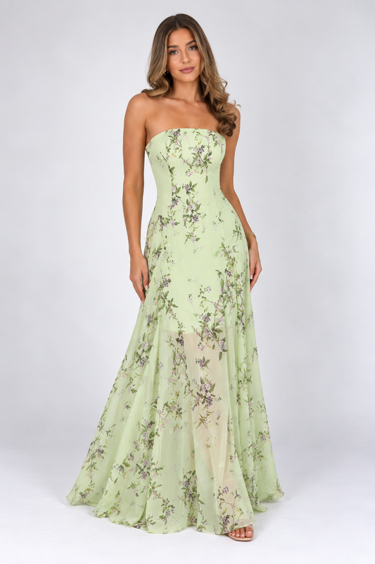 Liora Floral Strapless Maxi Dress