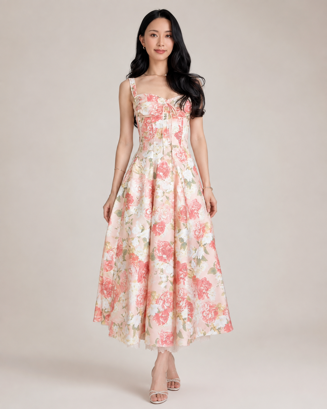 Rosalie Floral Corset Midi Dress