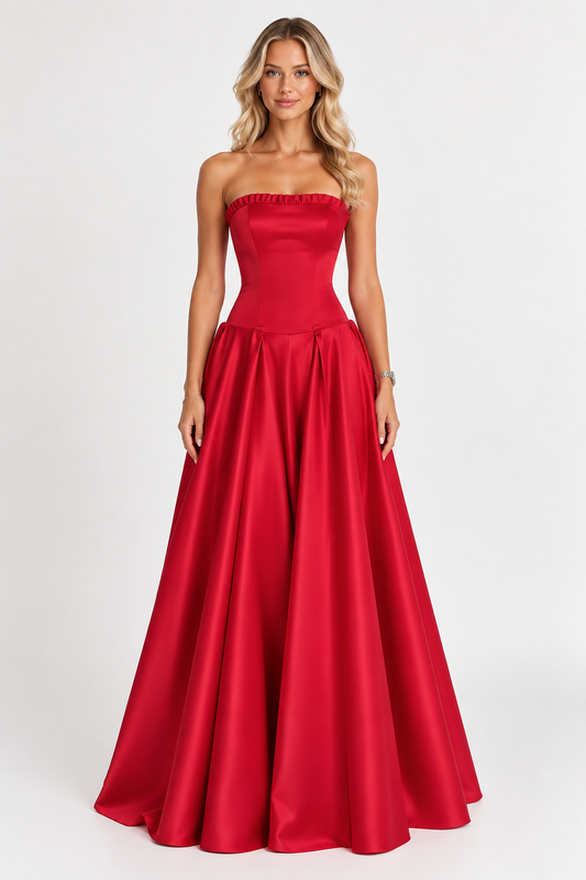 Valencia – Corset Satin Maxi Dress