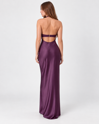 Virelle Satin Halter Maxi Dress