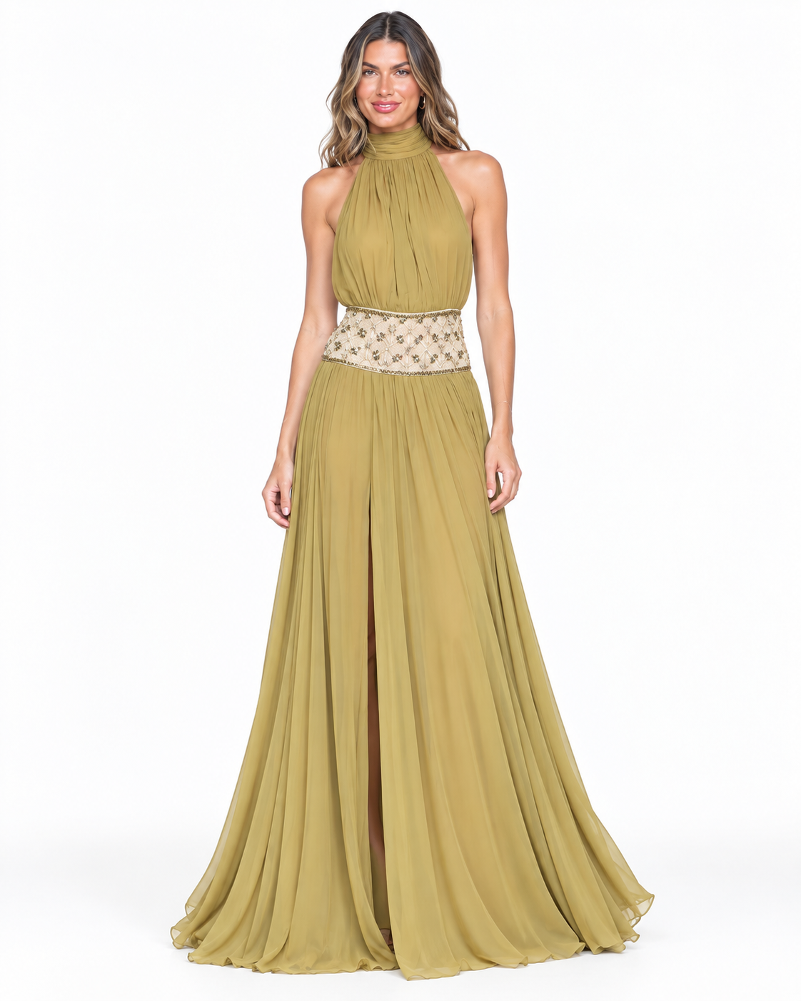 Amaris Embellished Halter Maxi Dress