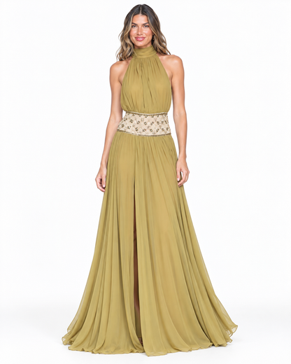 Amaris Embellished Halter Maxi Dress