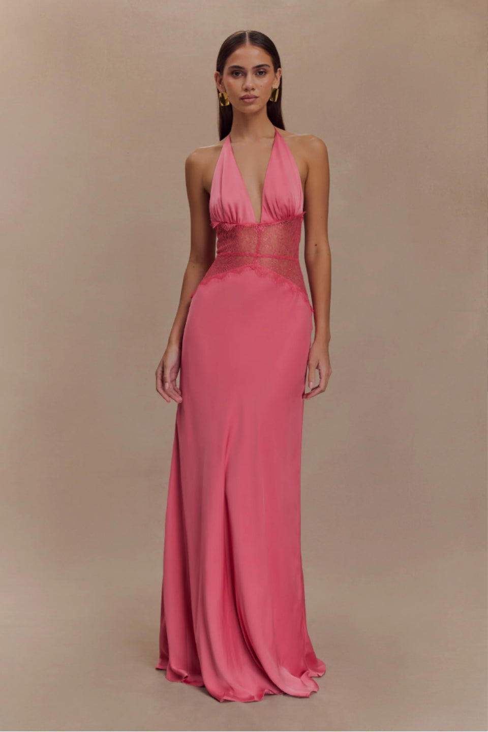 Dinae | Satin Halter Maxi Dress